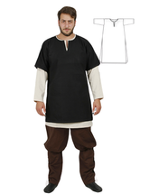 HELM Black Wool Over Tunic  -  Medieval Viking Woolen Short Sleeve Tunic
